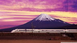 Shinkansen bullet train and Mount Fuji
